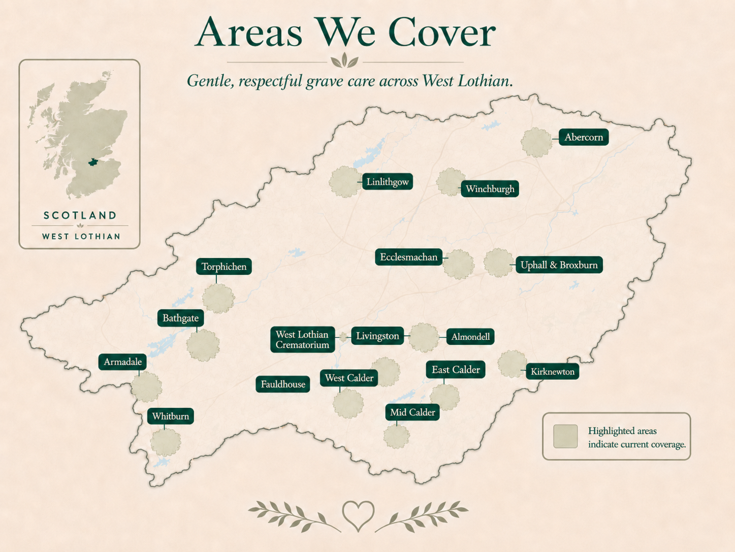 Map showing West Lothian coverage area